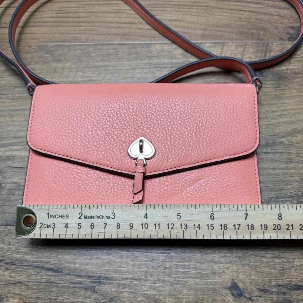 NWT $249 Kate Spade Marti Leather Flap Wallet Crossbody K6027 Peach‎ Orange